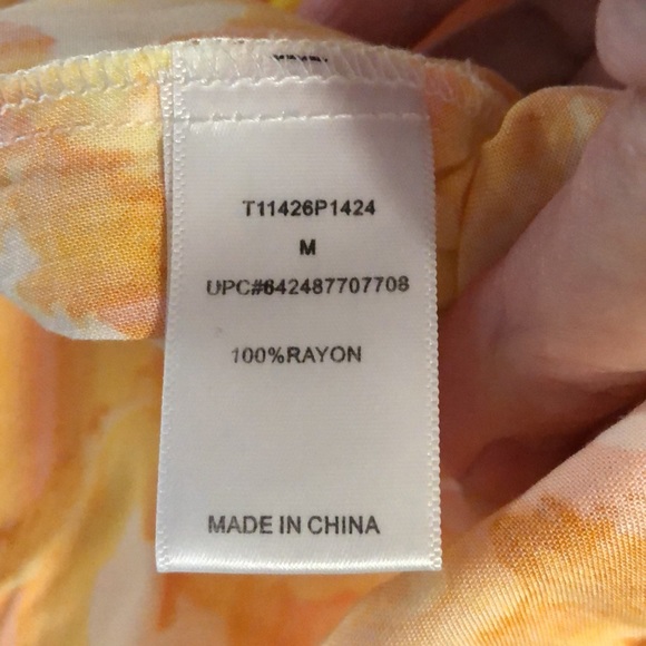 TART elastic waist V neck sunshine color mini dress Size M sleeveless - Picture 3 of 11